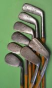 8x assorted irons to incl 4x Tom Stewart Pipe irons from a long iron, medium iron, mashie and m/