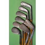 8x assorted irons to incl 4x Tom Stewart Pipe irons from a long iron, medium iron, mashie and m/