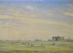 Weaver, Arthur (1918-2008) THE ST ANDREWS GOLF CLUB -  FROM THE 18TH TEE - Watercolour and gouache