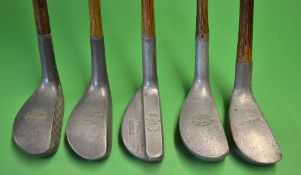 5x various alloy mallet head putters to incl 4x Mills Standard Golf Co comprising 2x 1915 models,