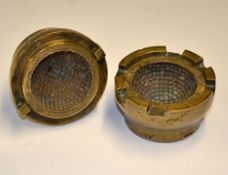 Victorian brass gutty golf ball mould - square line pattern overall 2.75 x 2.75"