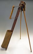 Scarce Geo G Bussey & Co, London patent folding caddie stand c1905, in mahogany, with ash handle and