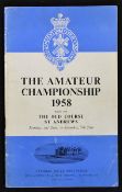 1958 Official Amateur Championship Golf Programme for Wednesday, 4 June played at St Andrews to incl