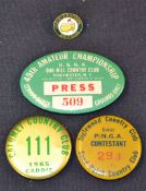 Collection of USGA Golf Players, Press and Caddie badges from 1940/50/60s to incl 1949 USGA
