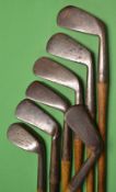 7x various smf, punch face and line face mid irons and mashie/niblick irons - incl 4x smf by R