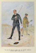 English School - late 19thc A HUMOROUS CLERGYMAN GOLFING CARTOON watercolour signed with a