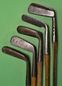 5x interesting and assorted putters to incl a  unique F Tate Maxwell flange sole putter c/w T Tate