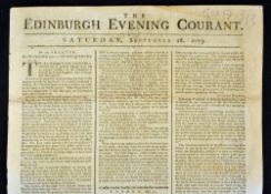 1773 The Edinburgh Evening Courant - Saturday, September 18th - Golf Announcement - see p.3 col.3 "