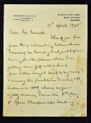 Fine J H Taylor (Six times Open Golf Champion) hand written letter - on Burnham Golf Hotel letter