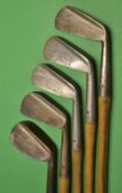 Set of 5x Anderson "Lotsirb" Hawkins Never Rust flanged sole irons to incl 2x iron, mid iron, mashie