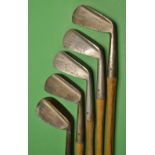 Set of 5x Anderson "Lotsirb" Hawkins Never Rust flanged sole irons to incl 2x iron, mid iron, mashie