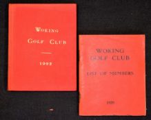 2x early Woking Golf Club Hand books to incl 1902 in the original red and gilt cloth boards (with