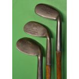 3x Fairlie's pat anti shank niblicks - makers include Tom Stewart, J.D Edgar Gosforth Pk and D