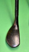 J Winton Montrose broad longnose dark stained beech wood putter c1895 - fitted with the original