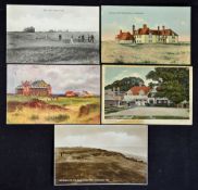 5x early Sandwich Golf Club postcards to include coloured view of "Princes Golf Club" unused,