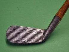 Fine Spalding Pat Spring Face CC model iron - fitted with a corrugated face held by 6x metal pins,