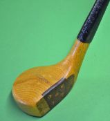 Unusual shaped replica golden persimmon scare head driver stamped H Vardon to the crown and fitted