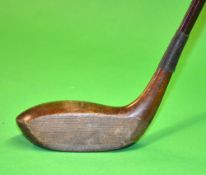 James Braid wooden mallet head putter - fitted with full brass sole plate and "St Andrews Bend"