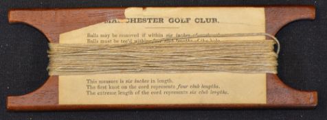Rare Manchester Golf Club (est. in 1818) - golf course wooden "rules" measure with cord attached