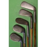 5x various smf and other irons to incl 2x W Park Musselburgh smf irons comprising a mid-iron and a