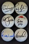 6x Open Golf Champions personally used and signed golf balls - to incl Nick Faldo Precept Tour "