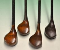 4x various scare neck woods to incl a fine Auchterlonie light stained driver with good makers
