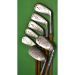 Fine set of 7x Nicoll's "Wizard Noshok" stainless steel head irons stamped W Crockett Royal Aberdeen