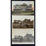 3x interesting and early St Andrews Club House golfing postcards from the late 19th/20thc - to