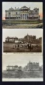 3x interesting and early St Andrews Club House golfing postcards from the late 19th/20thc - to