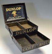 Rare Dunlop Golf Ball Cantilever Tin Display Box c1910 - the blue tin is inscribed to the lid and