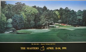 1991 Official Masters Golf Tournament signed colour poster - "The 11th Hole - Augusta National