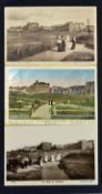 3x early 1900s St Andrews Golf Course scenes from The Links postcards to incl Fletcher and Son - "