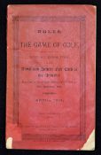 Scarce 1890 Royal and Ancient Golf Club of St Andrews Rules Handbook - Approved September 1890.