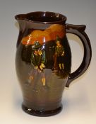 Royal Doulton Golfing Kingsware series ware quart jug c1920s - dark treacle finish decorated with