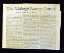 1759 The Edinburgh Evening Courant Golf Announcement - dated Thursday April 19th 1759 - see p. 3