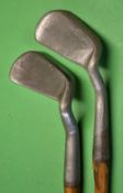 2x Smith's Patent anti shank winged toe mashie irons - one stamped Wm Gibson both fitted with