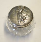 Fine American sterling silver and cut glass dressing table jar c1920 - with a detailed sterling