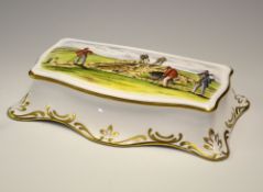 Spode fine bone China "Swilcan Bridge" rectangular box - hand painted Golf Series - which shows 19th