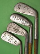 4x various irons to incl scarce Tom Brace Pat. hosel gap neck 3 iron, Wilson Walker Cup iron, 2x