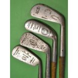 4x various irons to incl scarce Tom Brace Pat. hosel gap neck 3 iron, Wilson Walker Cup iron, 2x