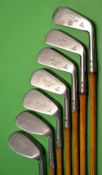 Fine set of 7x Walter Hagen matching irons - with stainless steel heads stamped to the face with
