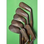 Full set of 6x early D Anderson & Son St Andrews irons c1900 - a rare set from the late guttie