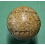 Rare Tom Morris feathery golf ball - visible stamp mark and partial number and dated 1834 to the one