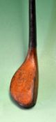 Early Auchterlonie St Andrews longnose light stained beech wood play club c1885 - the dropped toe