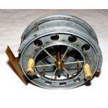 REEL: Early Allcock Aerial 4.5" alloy trotting reel, model 7950/T3, 8 large holes to front plate,