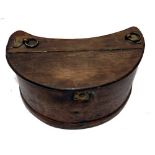 CREEL: Early Victorian wooden crescent shaped fly fishers creel, measures 13"x7"x7", twin carry