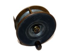 REEL: Robertson of Glasgow Struan patent 3.5" alloy and brass narrow drum reel, alloy drum stamped