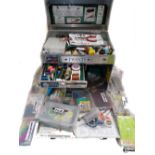 FLY TYING: Comprehensive fly tying kit in an alloy portable chest, furs, feathers, marabou, dyed
