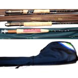 RODS & CASE: (4) Three brand new shop stock carbon fly rods, Greys of Alnwick GPRL Rod, 9'6" 2