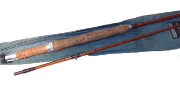 ROD: Foster's Champion 9'6" 2 piece split cane trout fly rod, burgundy close whipped low bridge